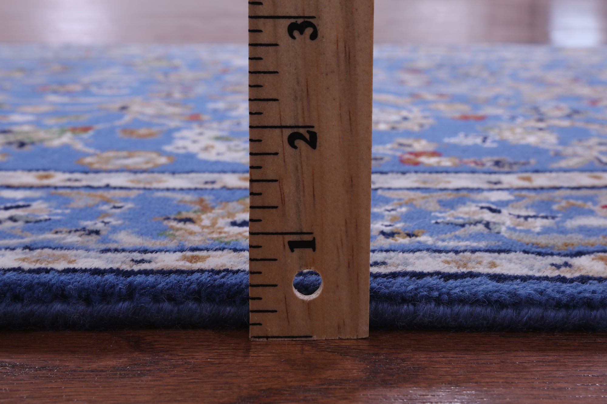 Blue Persian Nain Handmade Wool & Silk Rug - 2' 8" X 24' 4"