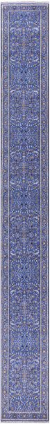 Blue Persian Nain Handmade Wool & Silk Rug - 2' 8" X 24' 4"