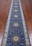 Blue Persian Nain Hand-Knotted Wool & Silk Runner Rug - 2' 8" X 16' 2"
