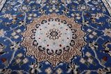 Blue Persian Nain Hand-Knotted Wool & Silk Runner Rug - 2' 8" X 16' 2"