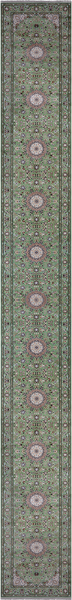 Green Persian Nain Handmade Wool & Silk Rug - 2' 8" X 24' 4"