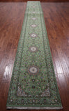 Green Persian Nain Handmade Wool & Silk Rug - 2' 8" X 24' 4"
