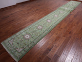 Green Persian Nain Handmade Wool & Silk Rug - 2' 8" X 24' 4"