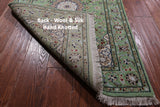 Green Persian Nain Handmade Wool & Silk Rug - 2' 8" X 24' 4"
