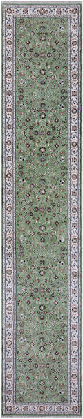 Green Persian Nain Handmade Wool & Silk Runner Rug - 2' 9" X 14' 1"