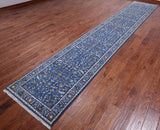 Blue Persian Nain Handmade Wool & Silk Runner Rug - 2' 9" X 16' 3"