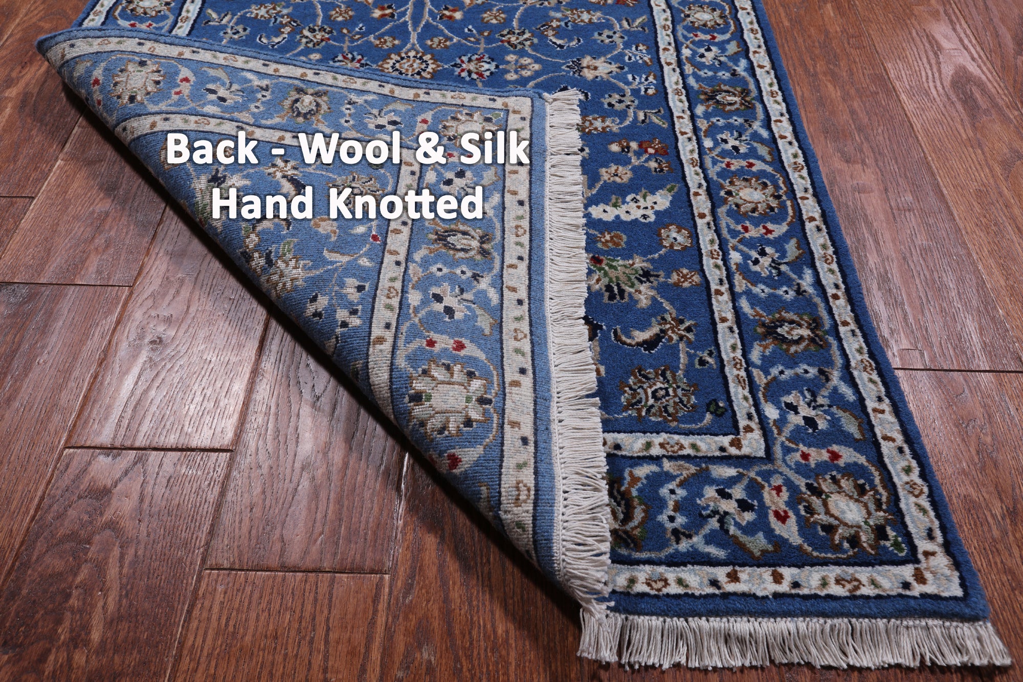 Blue Persian Nain Handmade Wool & Silk Runner Rug - 2' 9" X 16' 3"