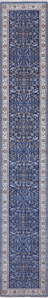 Blue Persian Nain Hand Knotted Wool & Silk Runner Rug - 2' 6" X 16' 3"