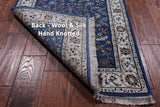 Blue Persian Nain Hand Knotted Wool & Silk Runner Rug - 2' 6" X 16' 3"