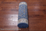 Blue Persian Nain Hand Knotted Wool & Silk Runner Rug - 2' 6" X 16' 3"