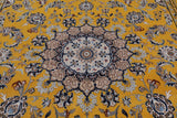 Gold Persian Nain Handmade Wool & Silk Rug - 6' 0" X 9' 0"