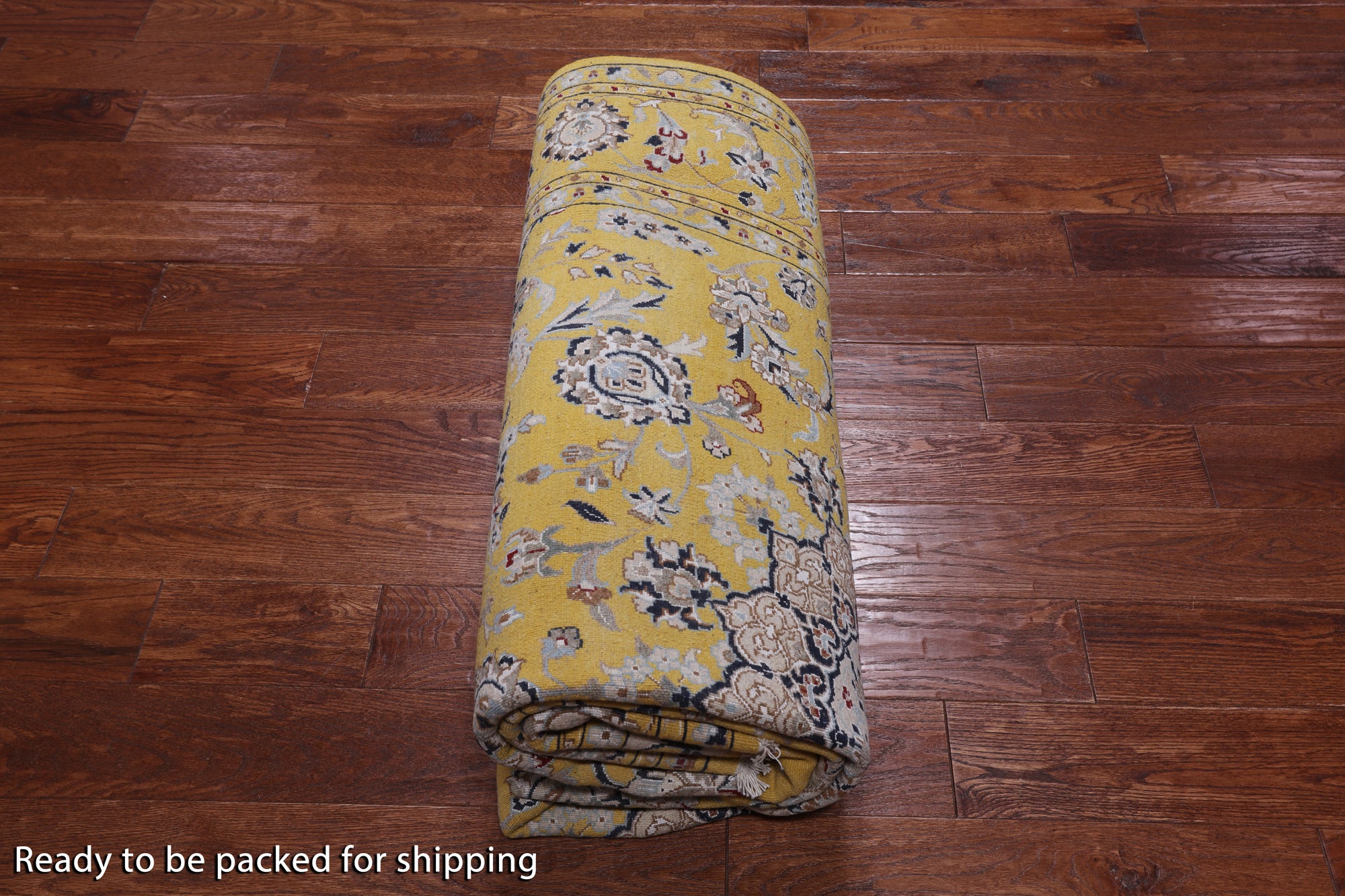 Gold Persian Nain Handmade Wool & Silk Rug - 6' 0" X 9' 0"