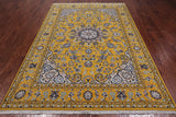 Gold Persian Nain Handmade Wool & Silk Rug - 6' 0" X 9' 0"