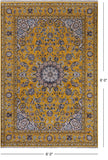 Gold Persian Nain Handmade Wool & Silk Rug - 6' 0" X 9' 0"