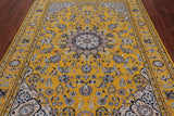 Gold Persian Nain Handmade Wool & Silk Rug - 6' 0" X 9' 0"