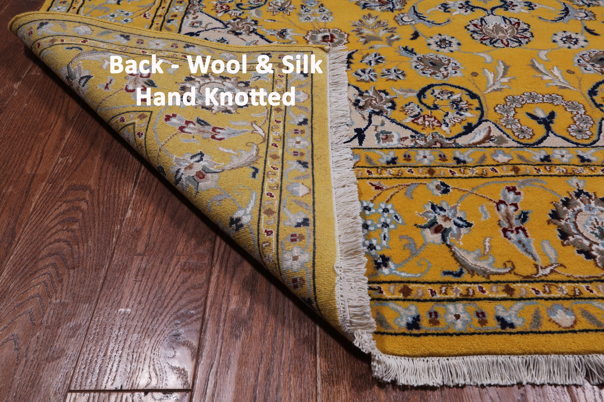 Gold Persian Nain Handmade Wool & Silk Rug - 6' 0" X 9' 0"