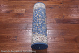 Blue Persian Nain Hand-Knotted Wool & Silk Runner Rug - 2' 8" X 11' 10"