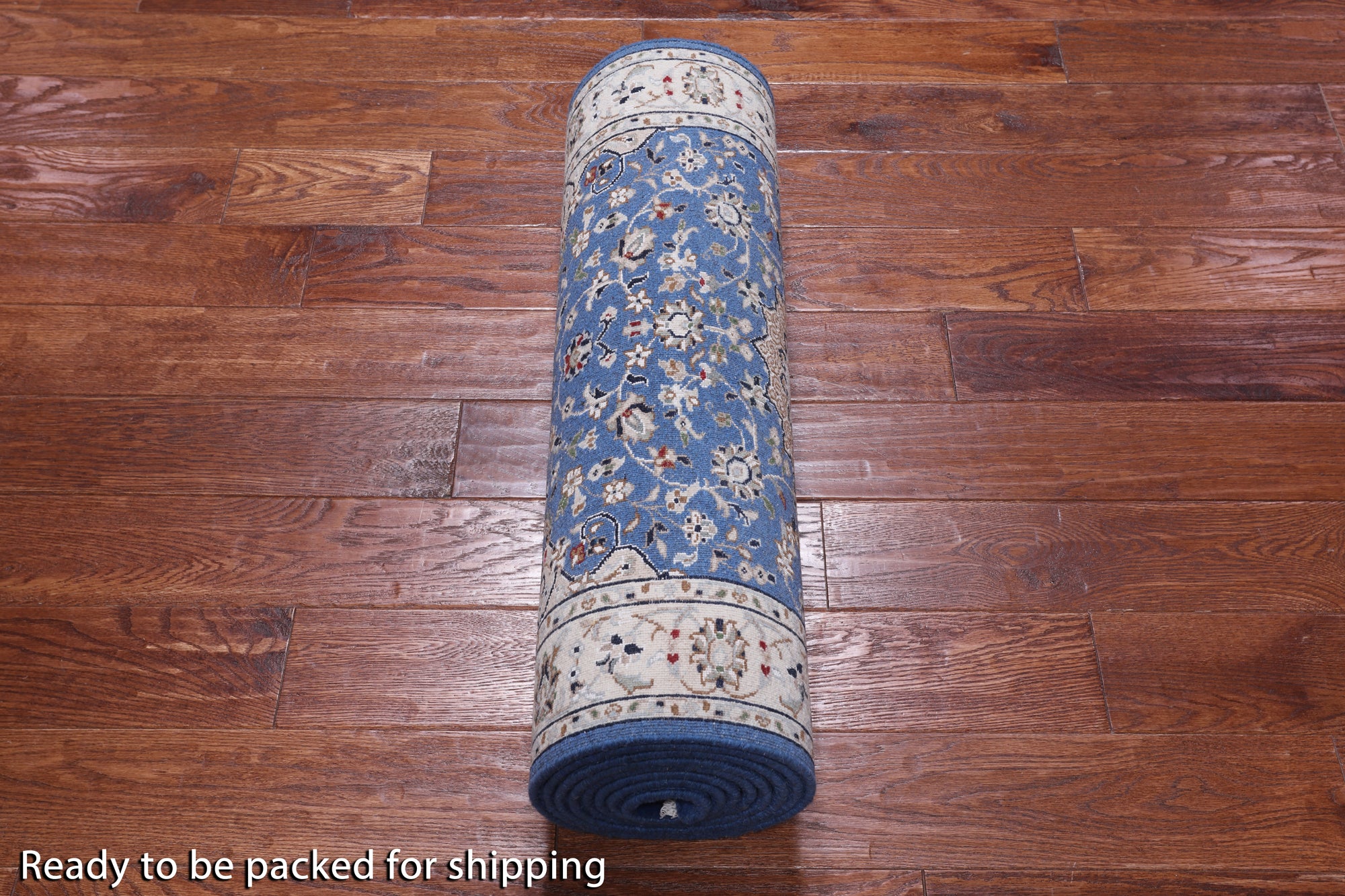 Blue Persian Nain Hand-Knotted Wool & Silk Runner Rug - 2' 8" X 11' 10"
