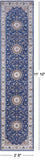 Blue Persian Nain Hand-Knotted Wool & Silk Runner Rug - 2' 8" X 11' 10"