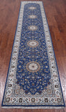 Blue Persian Nain Hand-Knotted Wool & Silk Runner Rug - 2' 8" X 11' 10"