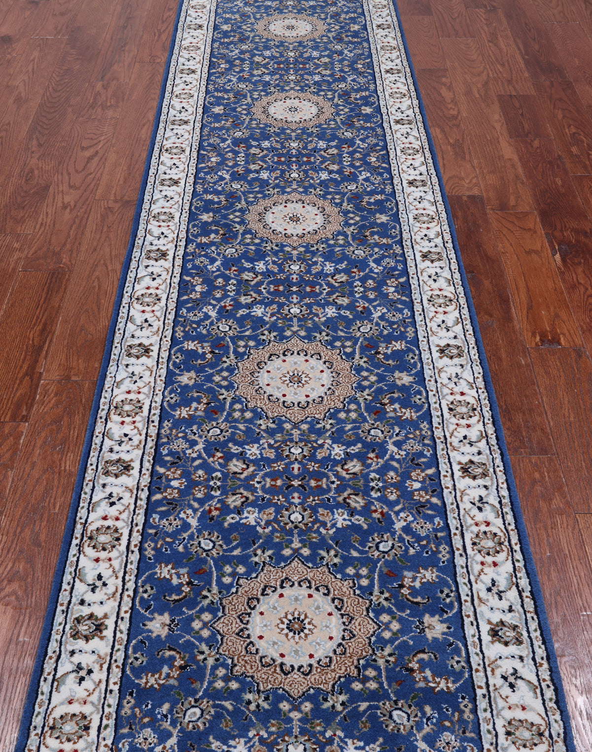 Blue Persian Nain Hand-Knotted Wool & Silk Runner Rug - 2' 8" X 11' 10"