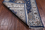 Blue Persian Nain Hand-Knotted Wool & Silk Runner Rug - 2' 8" X 11' 10"