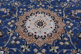Blue Persian Nain Hand-Knotted Wool & Silk Runner Rug - 2' 8" X 11' 10"