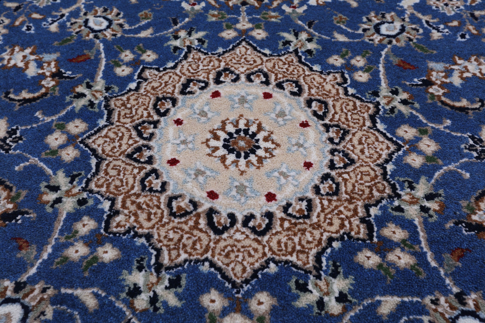 Blue Persian Nain Hand-Knotted Wool & Silk Runner Rug - 2' 8" X 11' 10"