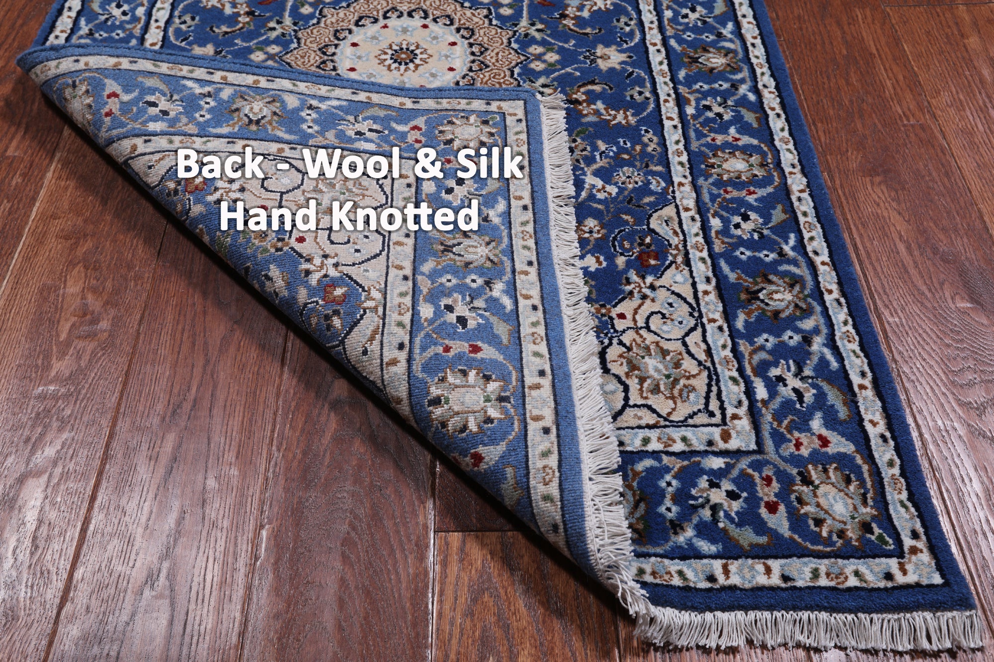 Blue Persian Nain Hand Knotted Wool & Silk Runner Rug - 2' 8" X 11' 10"