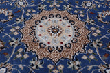 Blue Persian Nain Hand Knotted Wool & Silk Runner Rug - 2' 8" X 11' 10"