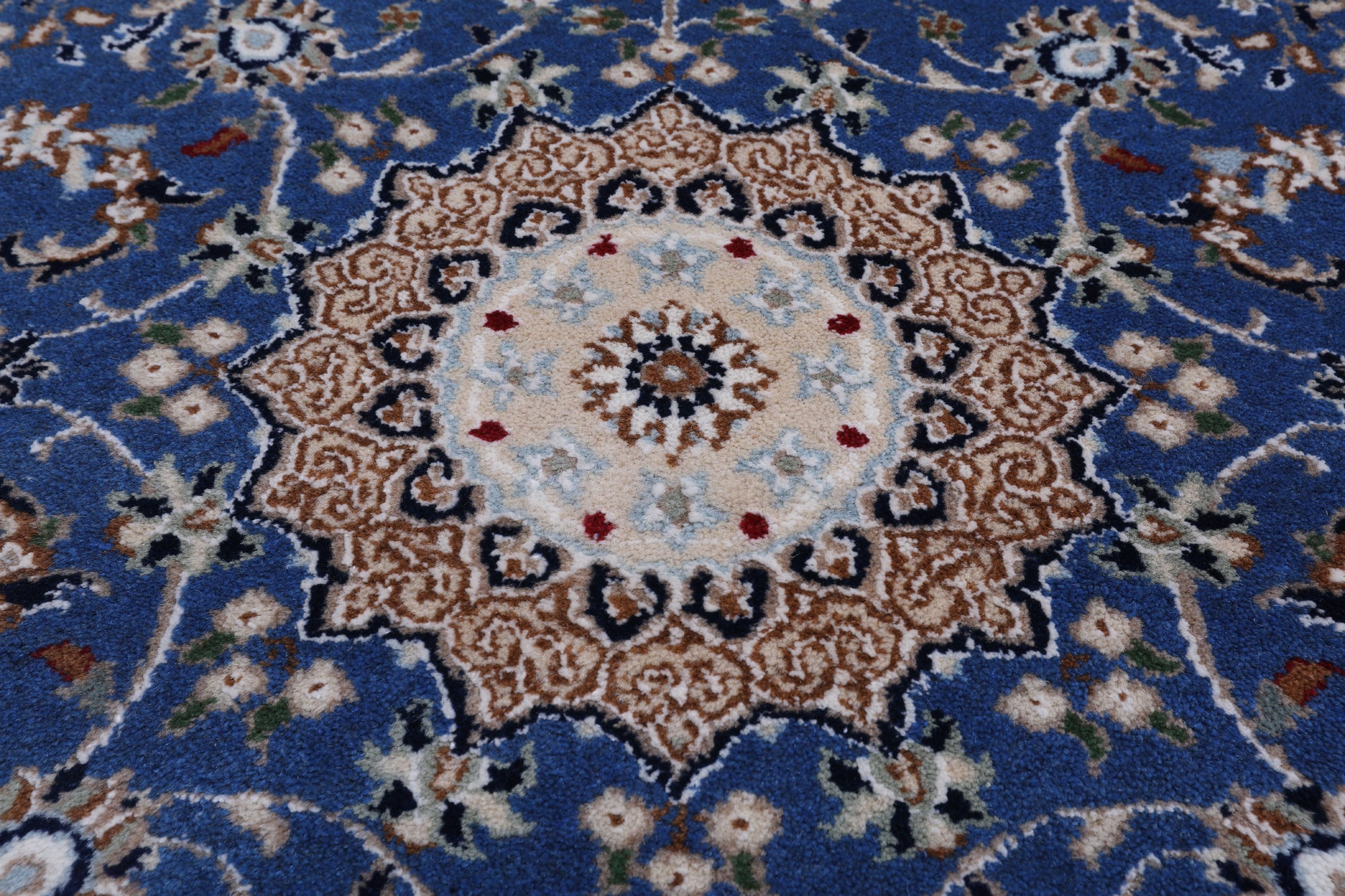 Blue Persian Nain Hand Knotted Wool & Silk Runner Rug - 2' 8" X 11' 10"