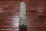 Green Persian Nain Handmade Wool & Silk Runner Rug - 2' 10" X 8' 3"