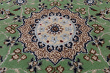 Green Persian Nain Handmade Wool & Silk Runner Rug - 2' 10" X 8' 3"