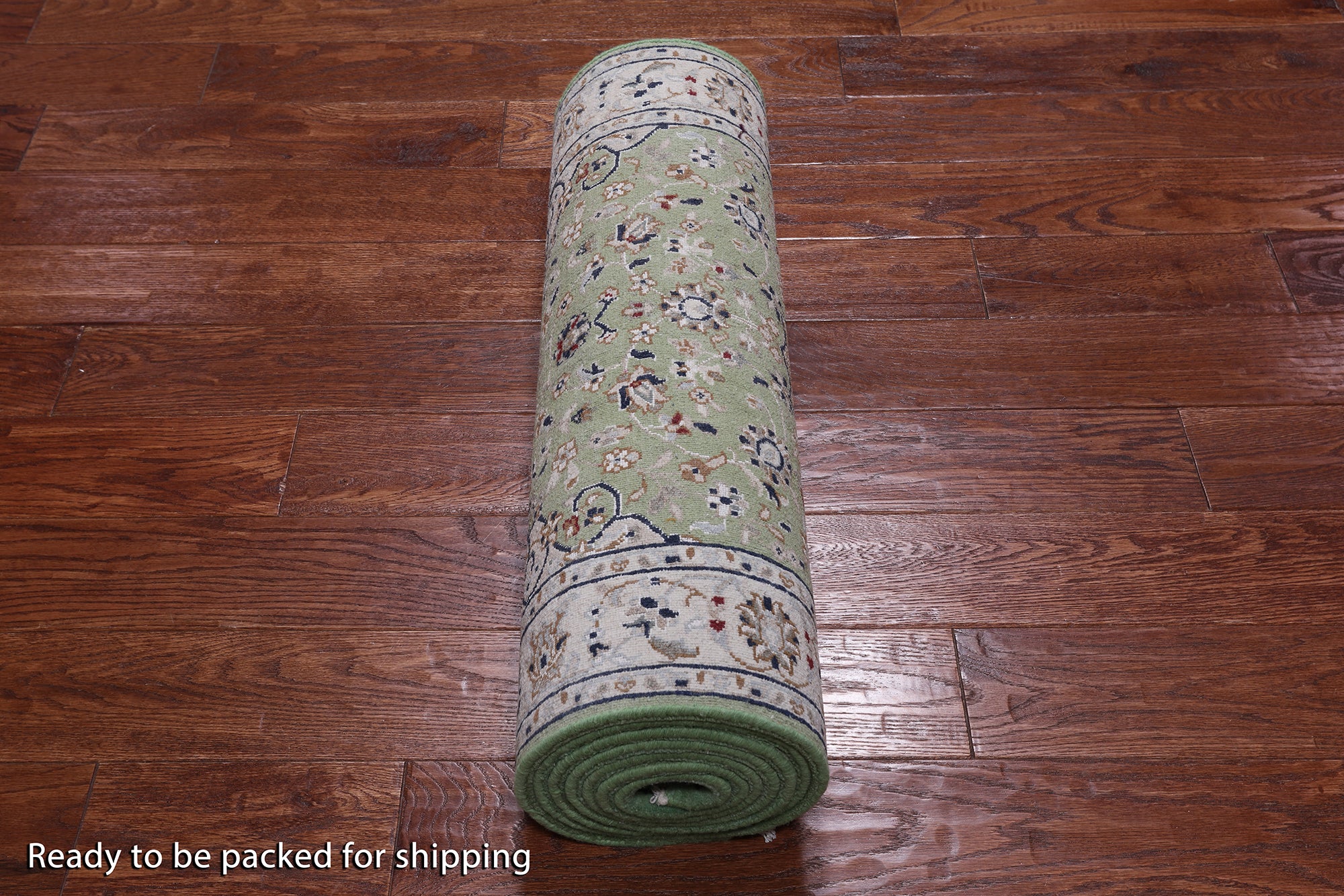 Green Persian Nain Hand Knotted Wool & Silk Runner Rug - 2' 7" X 10' 2"