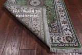 Green Persian Nain Hand Knotted Wool & Silk Runner Rug - 2' 7" X 10' 2"