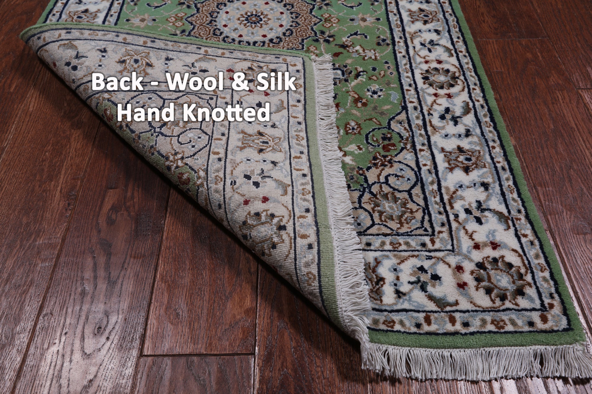 Green Persian Nain Hand Knotted Wool & Silk Runner Rug - 2' 7" X 10' 2"