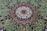 Green Persian Nain Hand Knotted Wool & Silk Runner Rug - 2' 7" X 10' 2"