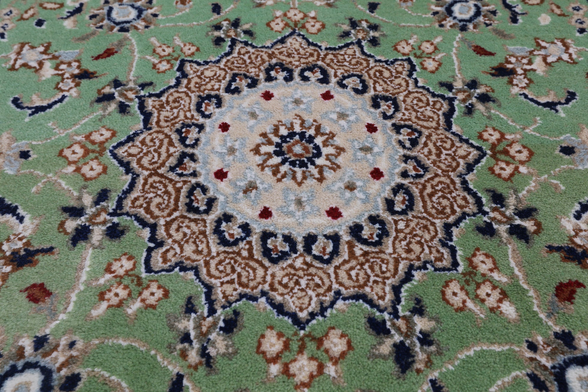Green Persian Nain Hand Knotted Wool & Silk Runner Rug - 2' 7" X 10' 2"