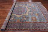 Blue Geometric Persian Mamluk Handmade Wool Rug - 9' 2" X 12' 5"