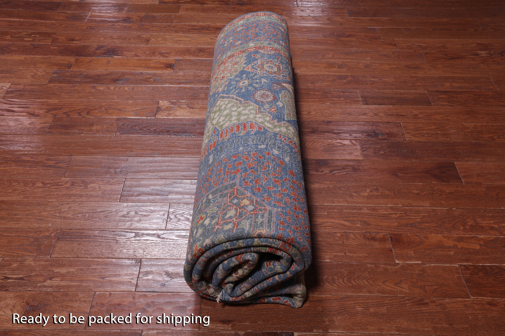 Blue Geometric Persian Mamluk Handmade Wool Rug - 9' 2" X 12' 5"