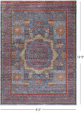 Blue Geometric Persian Mamluk Handmade Wool Rug - 9' 2" X 12' 5"