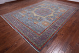 Blue Geometric Persian Mamluk Handmade Wool Rug - 9' 2" X 12' 5"