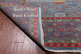 Blue Geometric Persian Mamluk Handmade Wool Rug - 9' 2" X 12' 5"