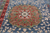 Blue Geometric Persian Mamluk Handmade Wool Rug - 9' 2" X 12' 5"