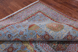 Blue Geometric Persian Mamluk Handmade Wool Rug - 9' 1" X 12' 3"