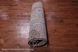 Blue Geometric Persian Mamluk Handmade Wool Rug - 9' 1" X 12' 3"