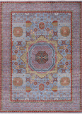 Blue Geometric Persian Mamluk Handmade Wool Rug - 9' 1" X 12' 3"