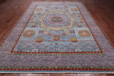 Blue Geometric Persian Mamluk Handmade Wool Rug - 9' 1" X 12' 3"
