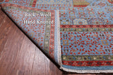 Blue Geometric Persian Mamluk Handmade Wool Rug - 9' 1" X 12' 3"