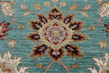 Green Persian Tabriz Handmade Wool Rug - 9' 1" X 12' 1"